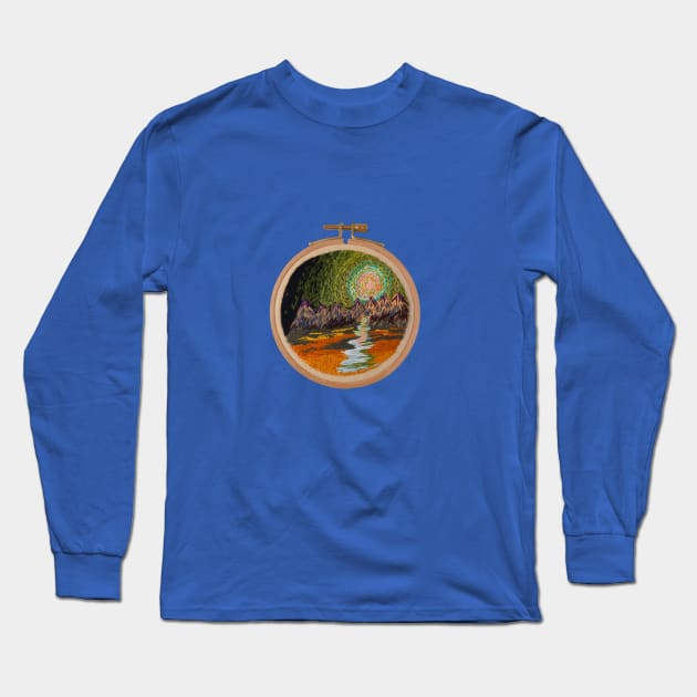 Night Mountains Long Sleeve T-Shirt by RONembroidery